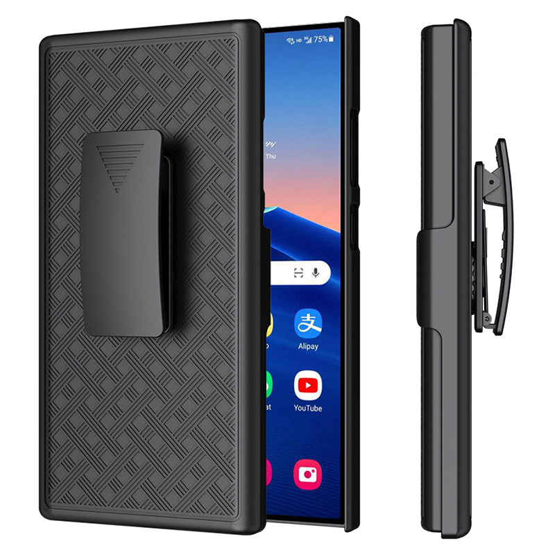 For Samsung Galaxy S24 Ultra Kickstand Case PC+TPU Sliding Screen Cover Phone Case with Clip