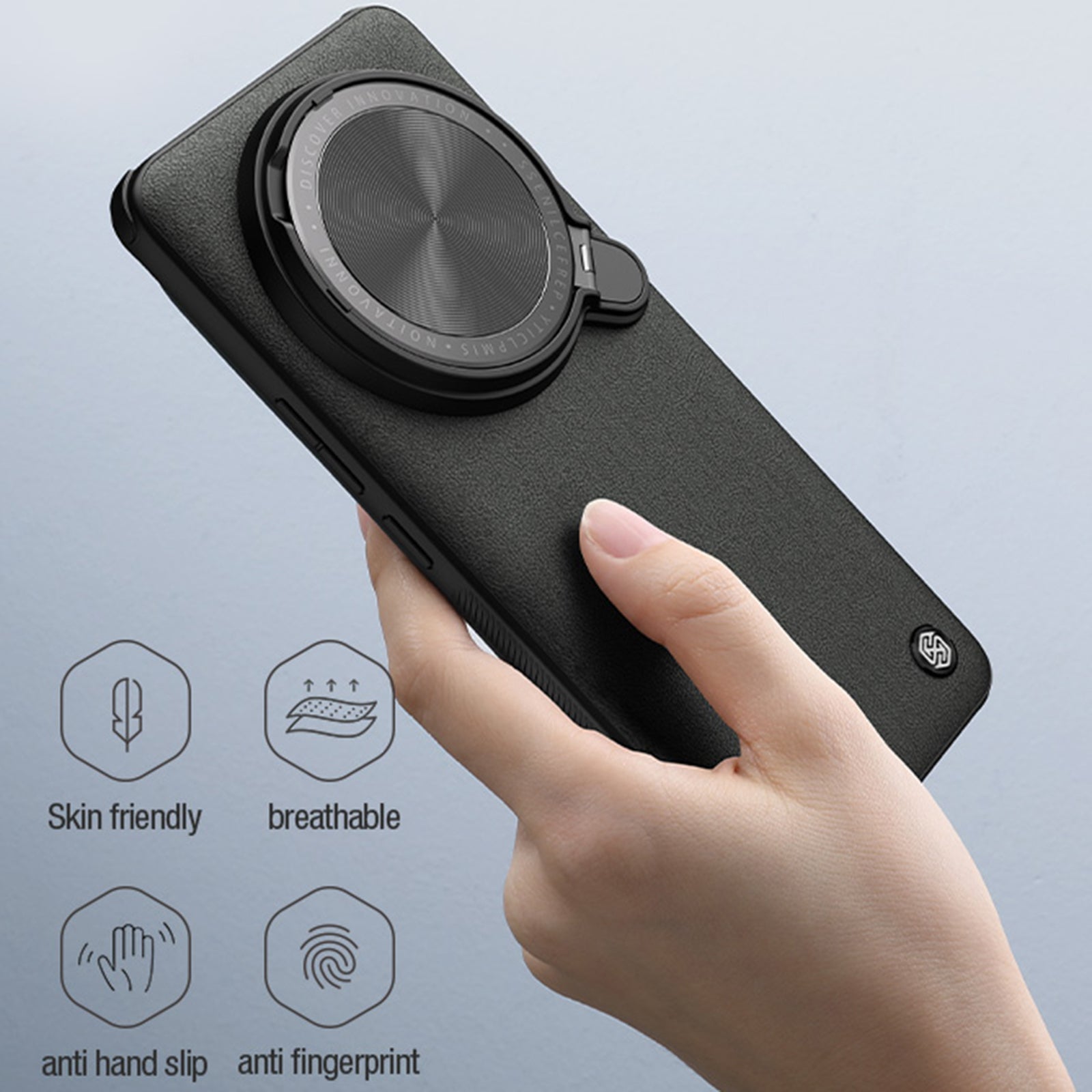 NILLKIN CamShield Prop For Xiaomi 14 Ultra Magnetic Phone Case Leather Coated PC+TPU Cover with Kickstand