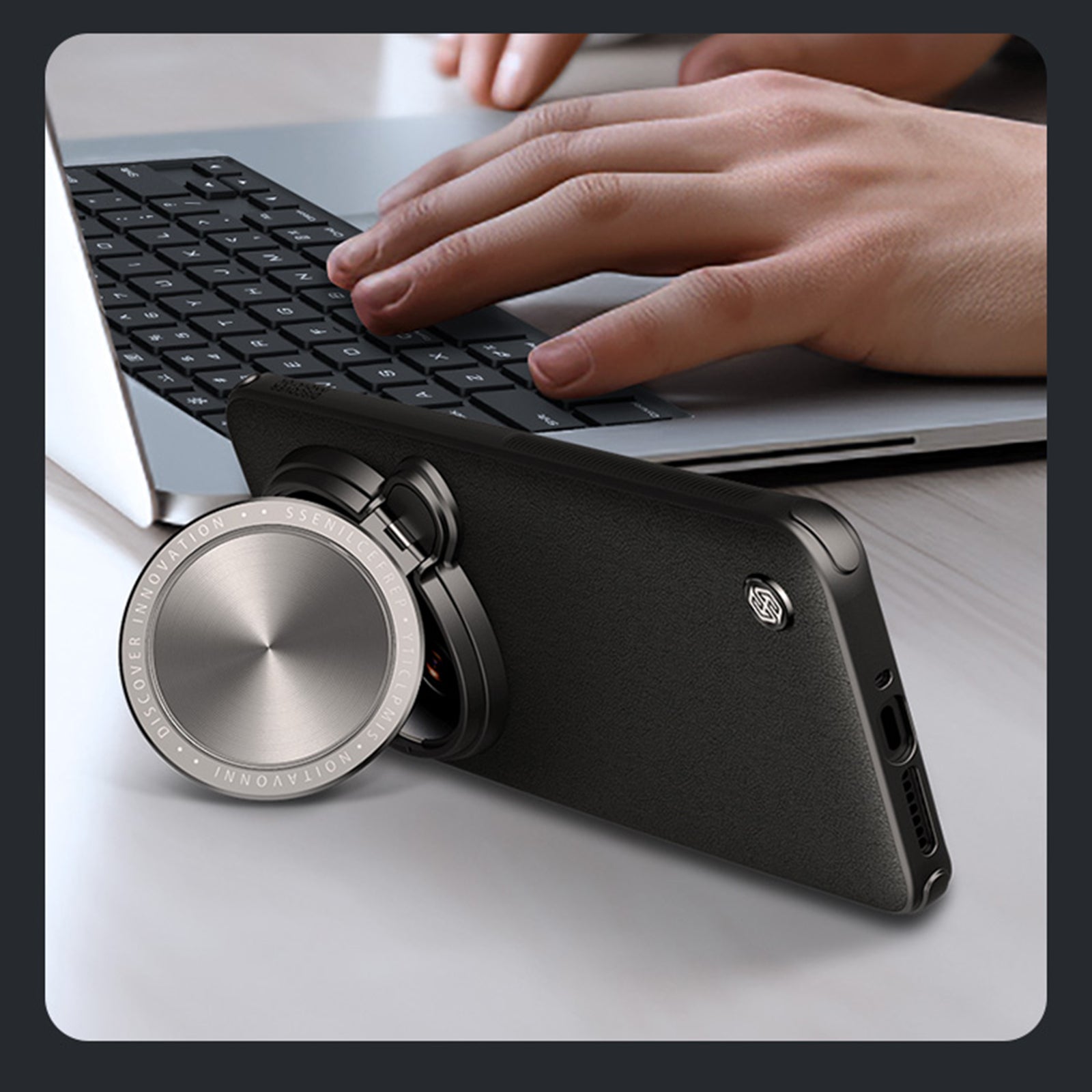 NILLKIN CamShield Prop For Xiaomi 14 Ultra Magnetic Phone Case Leather Coated PC+TPU Cover with Kickstand