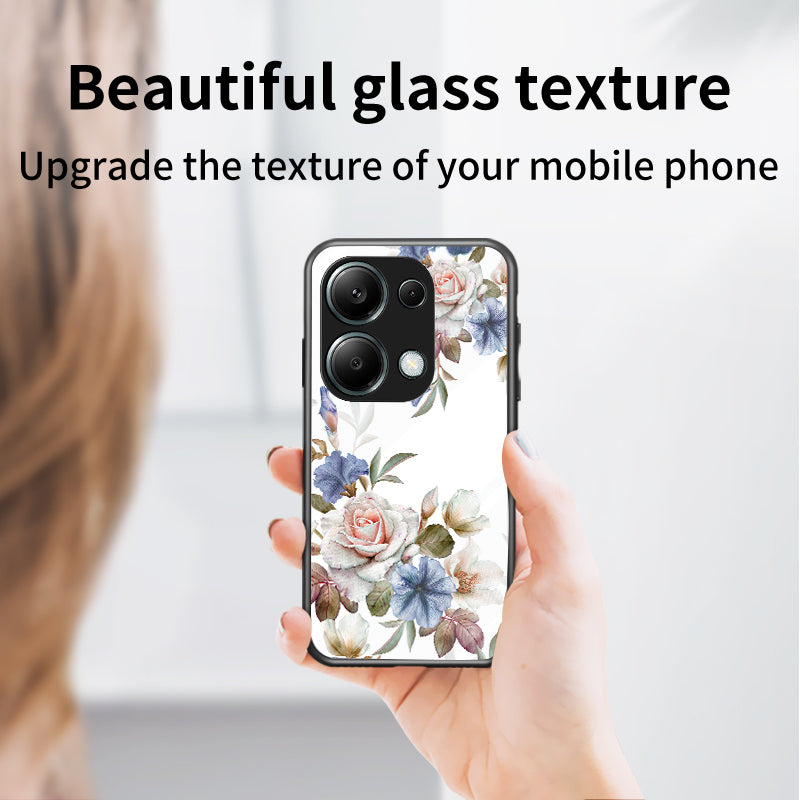 For Xiaomi Redmi Note 13 Pro 4G / Poco M6 Pro 4G Case Kickstand Tempered Glass Back Cover