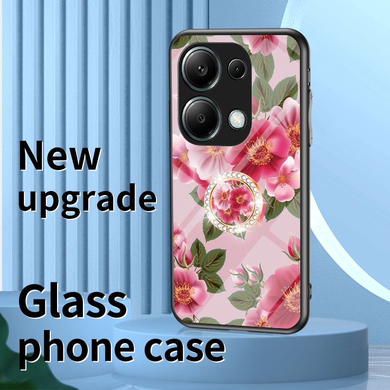 For Xiaomi Redmi Note 13 Pro 4G / Poco M6 Pro 4G Case Kickstand Tempered Glass Back Cover