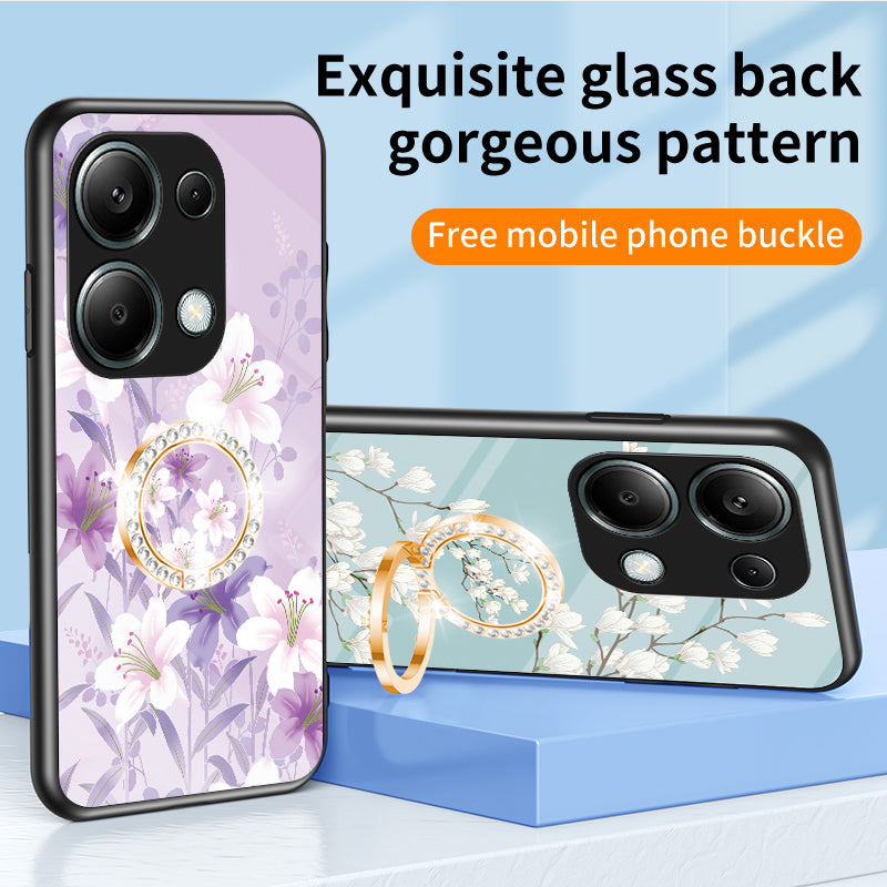For Xiaomi Redmi Note 13 Pro 4G / Poco M6 Pro 4G Case Kickstand Tempered Glass Back Cover