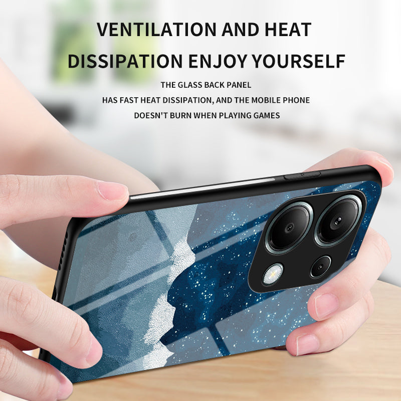 For Xiaomi Redmi Note 13 Pro 4G / Poco M6 Pro 4G Case Starry Sky Tempered Glass Back Phone Cover