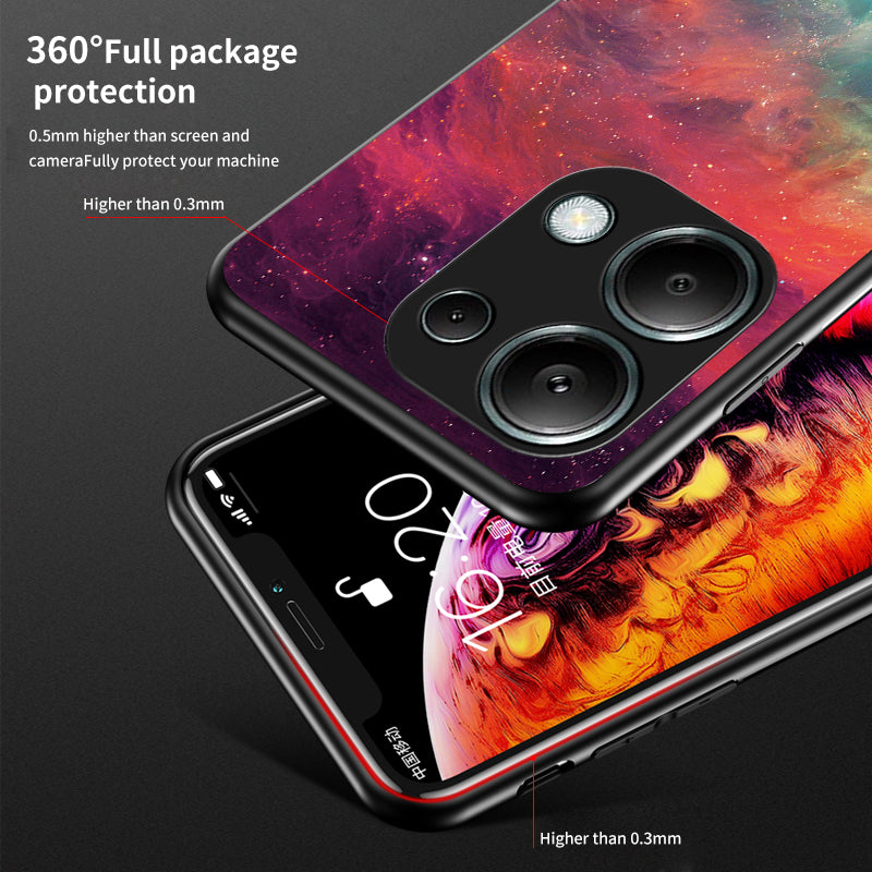 For Xiaomi Redmi Note 13 Pro 4G / Poco M6 Pro 4G Case Starry Sky Tempered Glass Back Phone Cover