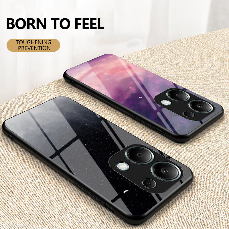 For Xiaomi Redmi Note 13 Pro 4G / Poco M6 Pro 4G Case Starry Sky Tempered Glass Back Phone Cover