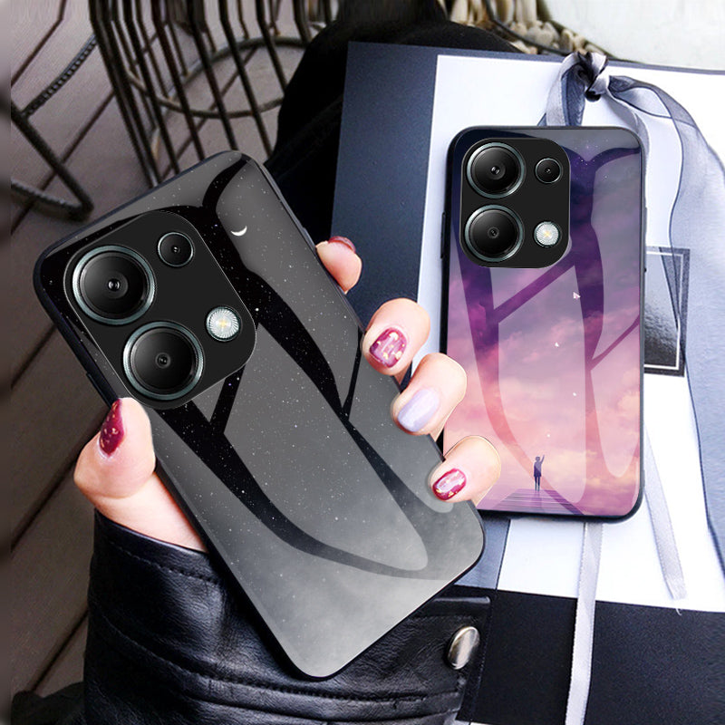 For Xiaomi Redmi Note 13 Pro 4G / Poco M6 Pro 4G Case Starry Sky Tempered Glass Back Phone Cover
