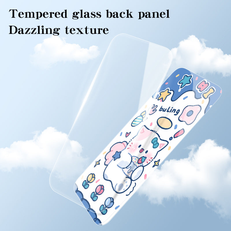 For Xiaomi Redmi Note 13 Pro 4G / Poco M6 Pro 4G Tempered Glass Case Cartoon Animal Pattern Back Cover