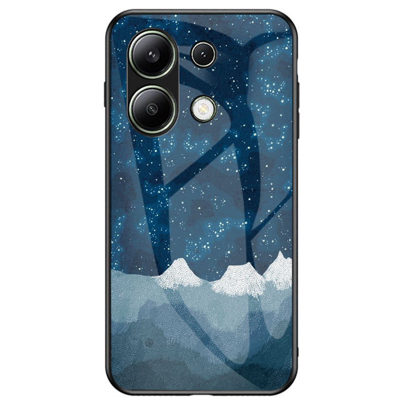 For Xiaomi Redmi Note 13 4G Case Starry Sky Pattern Printing Tempered Glass Phone Cover