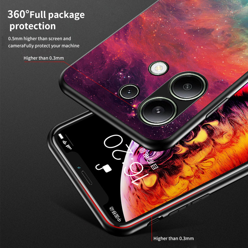 For Xiaomi Redmi Note 13 4G Case Starry Sky Pattern Printing Tempered Glass Phone Cover