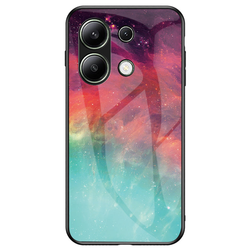 For Xiaomi Redmi Note 13 4G Case Starry Sky Pattern Printing Tempered Glass Phone Cover