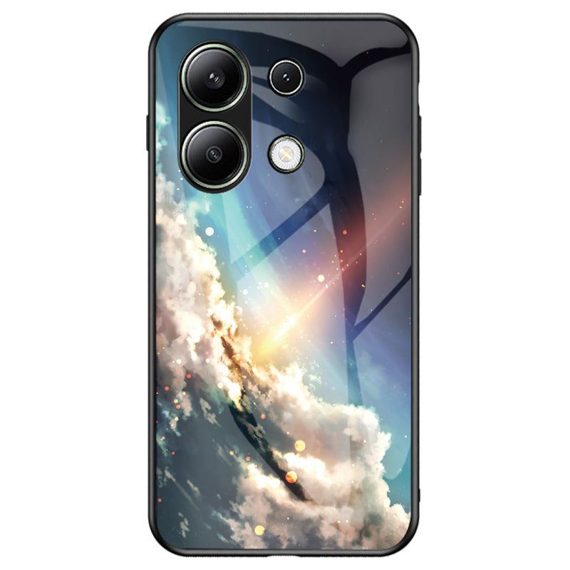 For Xiaomi Redmi Note 13 4G Case Starry Sky Pattern Printing Tempered Glass Phone Cover