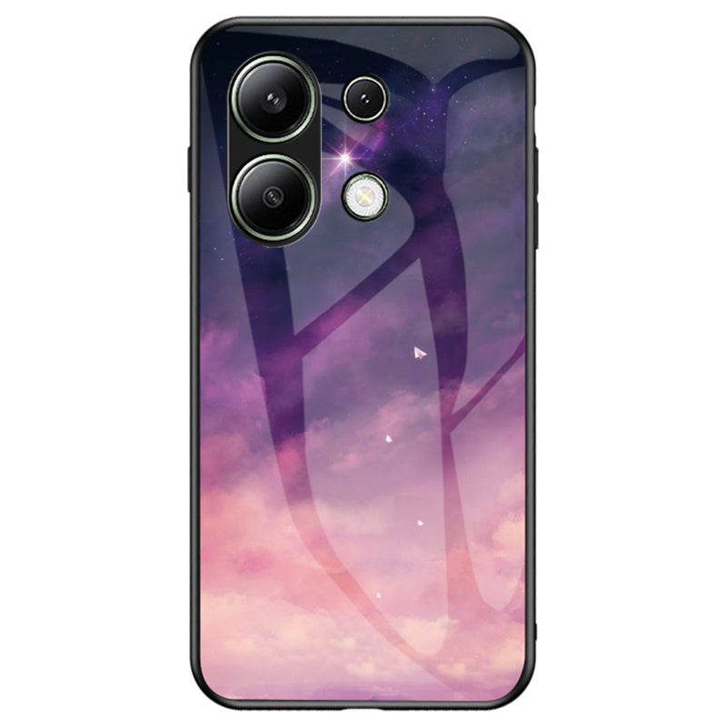 For Xiaomi Redmi Note 13 4G Case Starry Sky Pattern Printing Tempered Glass Phone Cover