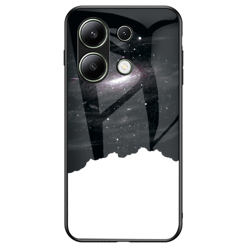 For Xiaomi Redmi Note 13 4G Case Starry Sky Pattern Printing Tempered Glass Phone Cover