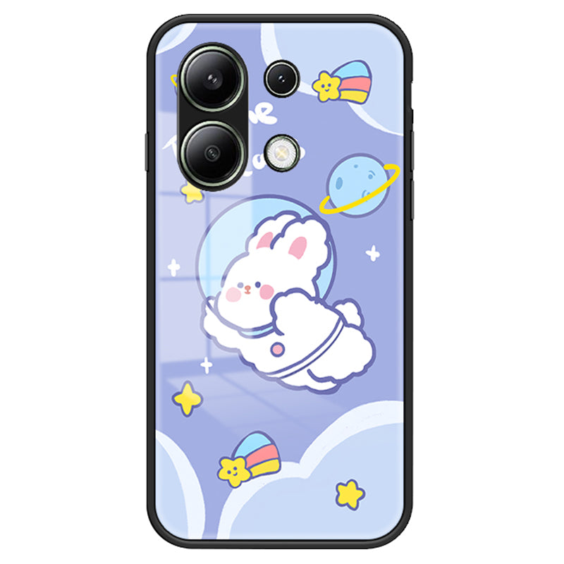 For Xiaomi Redmi Note 13 4G Cell Phone Case Tempered Glass Cartoon Animal Pattern Shell