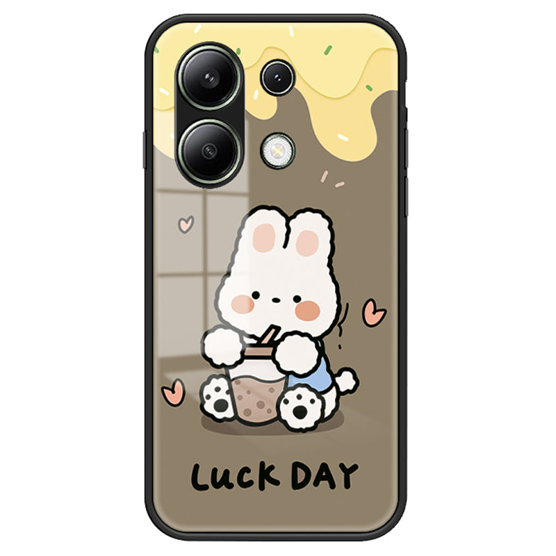 For Xiaomi Redmi Note 13 4G Cell Phone Case Tempered Glass Cartoon Animal Pattern Shell
