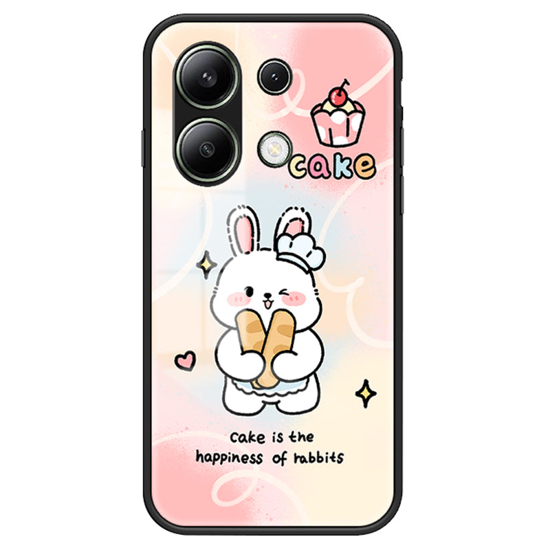 For Xiaomi Redmi Note 13 4G Cell Phone Case Tempered Glass Cartoon Animal Pattern Shell