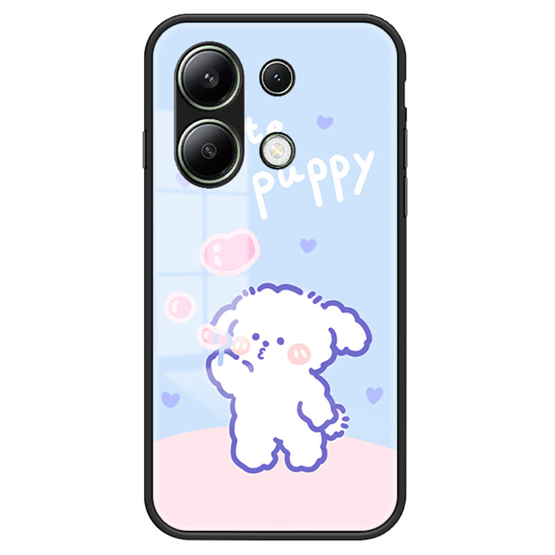 For Xiaomi Redmi Note 13 4G Cell Phone Case Tempered Glass Cartoon Animal Pattern Shell
