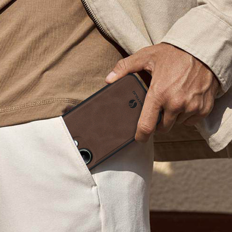 ANNYOJO For Xiaomi Redmi Note 13 4G Case Leather+PC+TPU Shock-absorbed Phone Cover