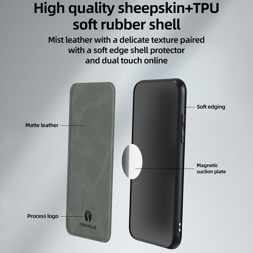 ANNYOJO For Xiaomi Redmi Note 13 4G Case Leather+PC+TPU Shock-absorbed Phone Cover