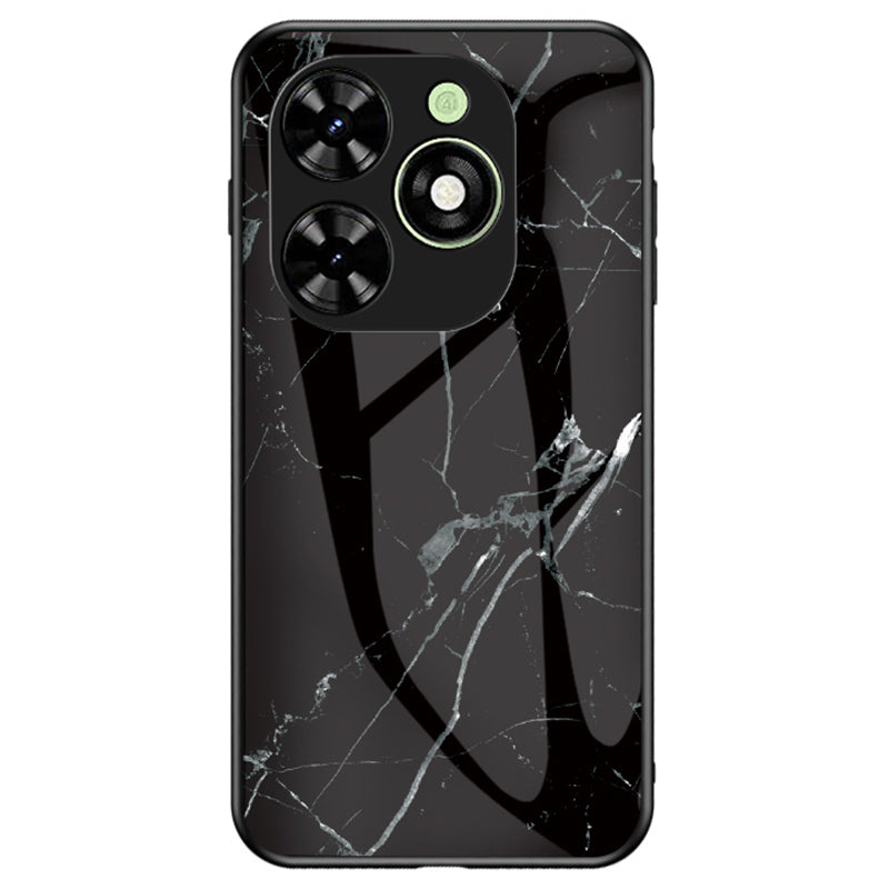 For Transsion Infinix Smart 8 4G Tempered Glass Case Marble Pattern Anti-drop Phone Cover