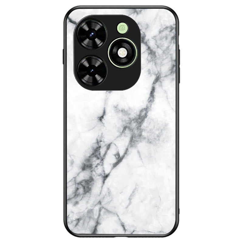 For Transsion Infinix Smart 8 4G Tempered Glass Case Marble Pattern Anti-drop Phone Cover