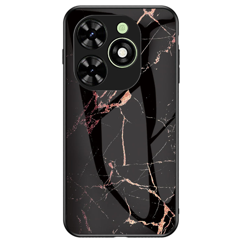For Transsion Infinix Smart 8 4G Tempered Glass Case Marble Pattern Anti-drop Phone Cover