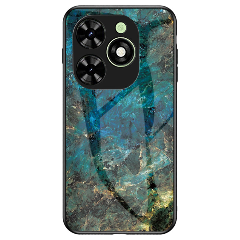 For Transsion Infinix Smart 8 4G Tempered Glass Case Marble Pattern Anti-drop Phone Cover