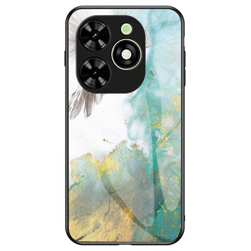 For Transsion Infinix Smart 8 4G Tempered Glass Case Marble Pattern Anti-drop Phone Cover