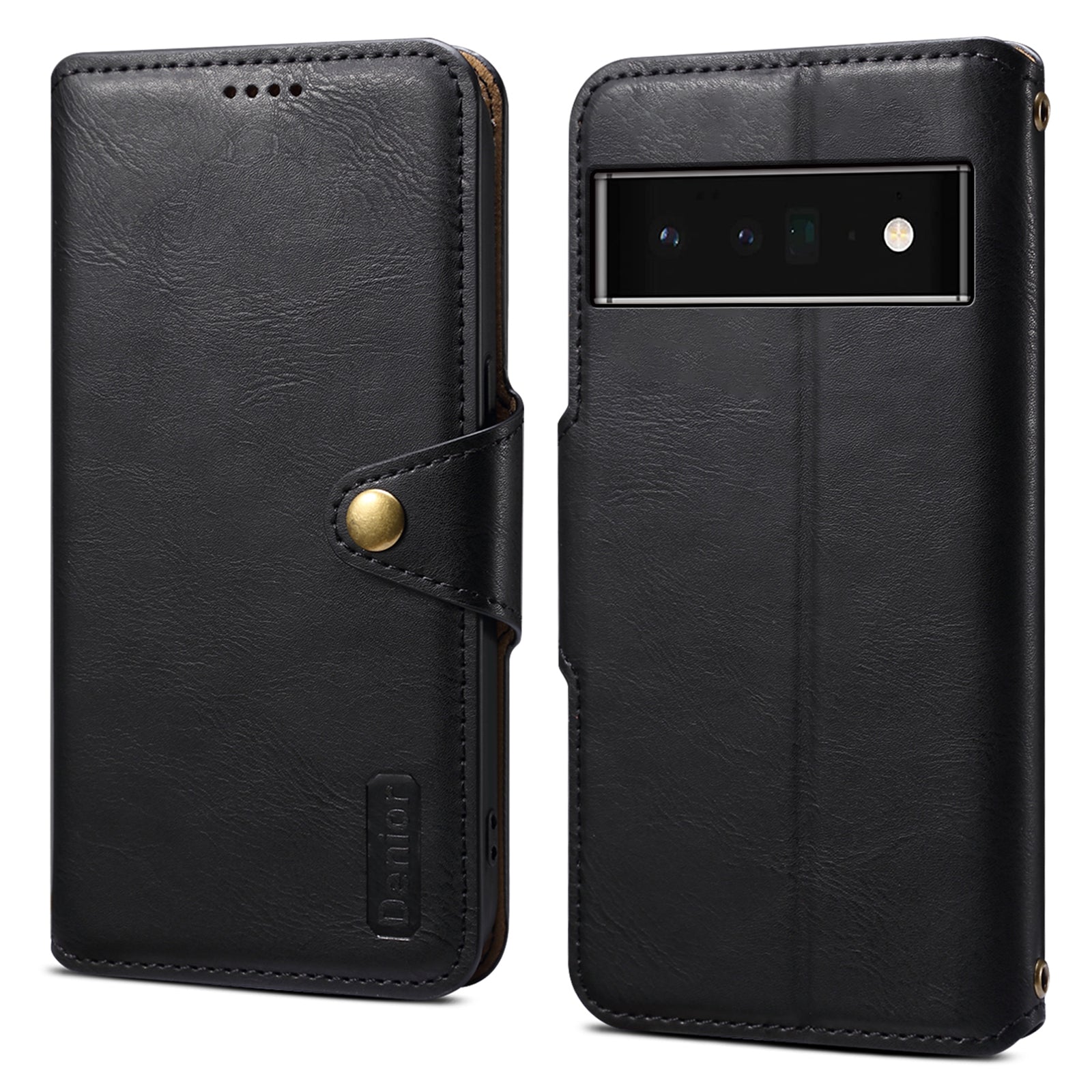 DENIOR For Google Pixel 6 Pro 5G Case Cowhide Texture Stand Shockproof Phone Cover