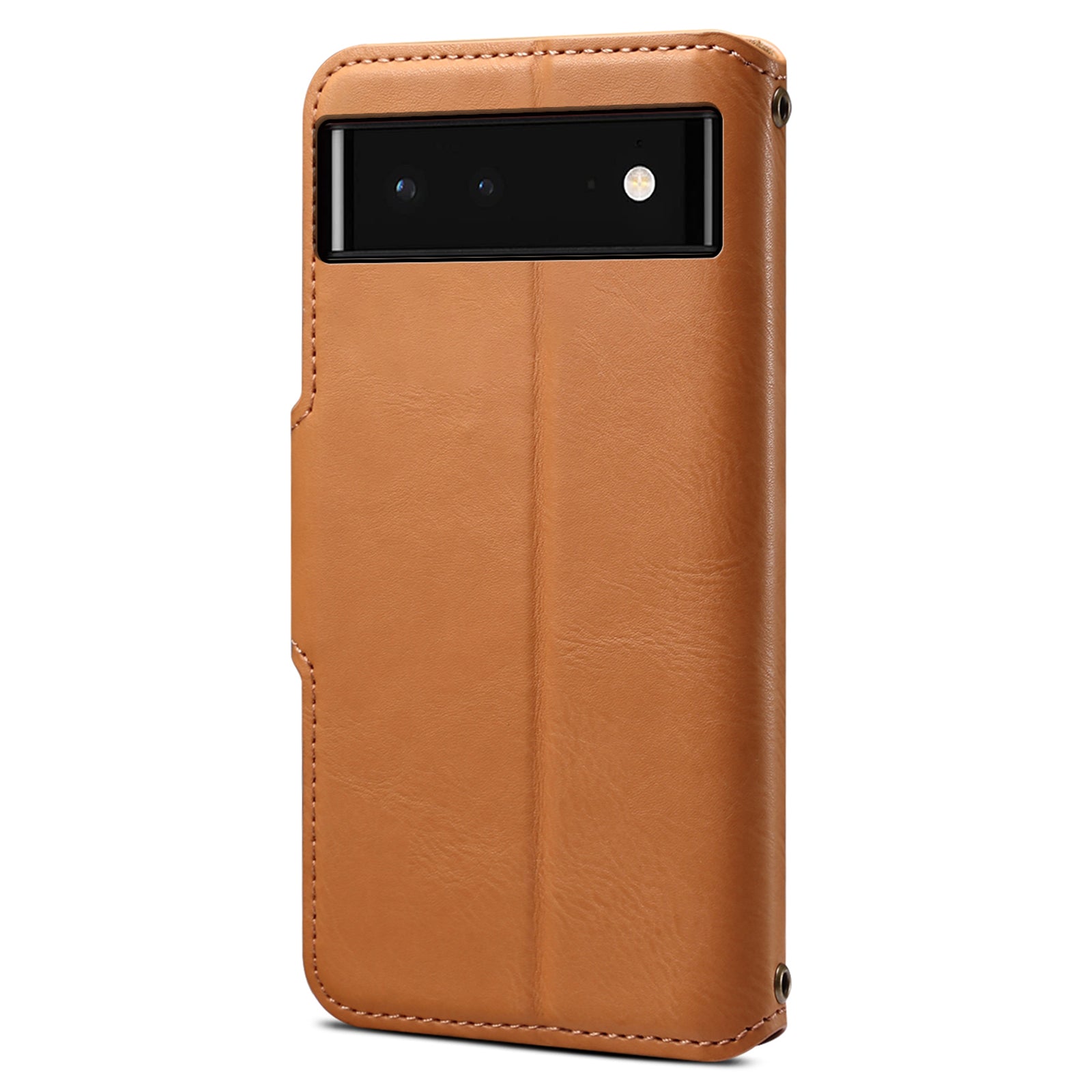 DENIOR For Google Pixel 6 Shockproof Case Cowhide Texture Leather Phone Cover