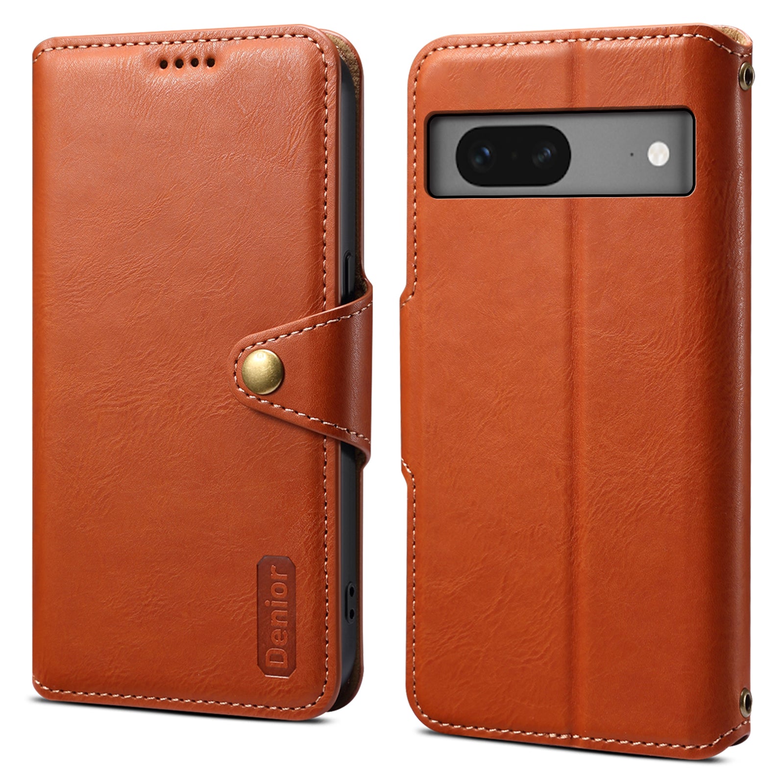 DENIOR For Google Pixel 7 5G Case Cowhide Texture Shockproof Wallet Phone Cover