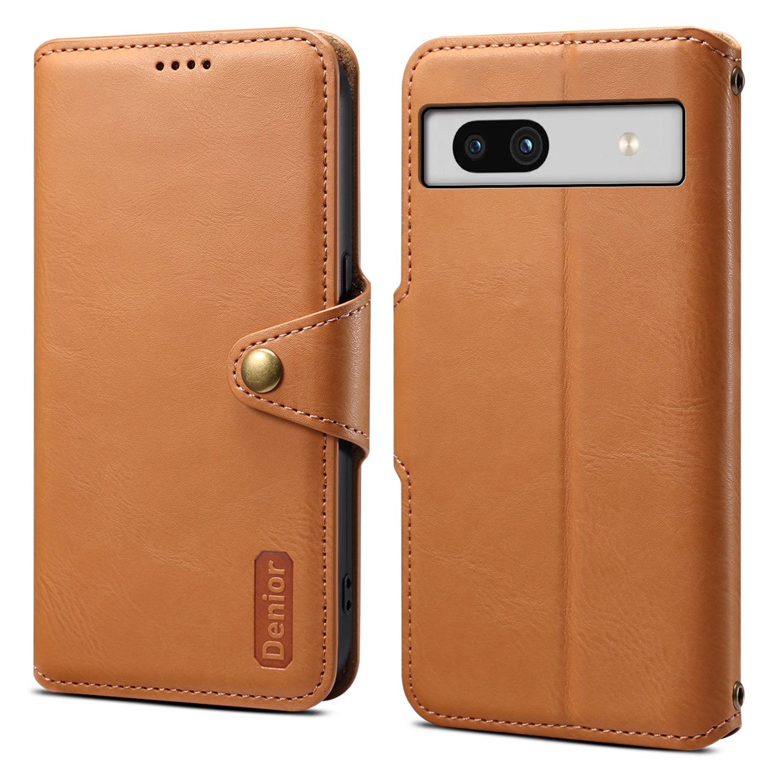 DENIOR For Google Pixel 7a Shockproof Case Cowhide Texture Stand Phone Cover