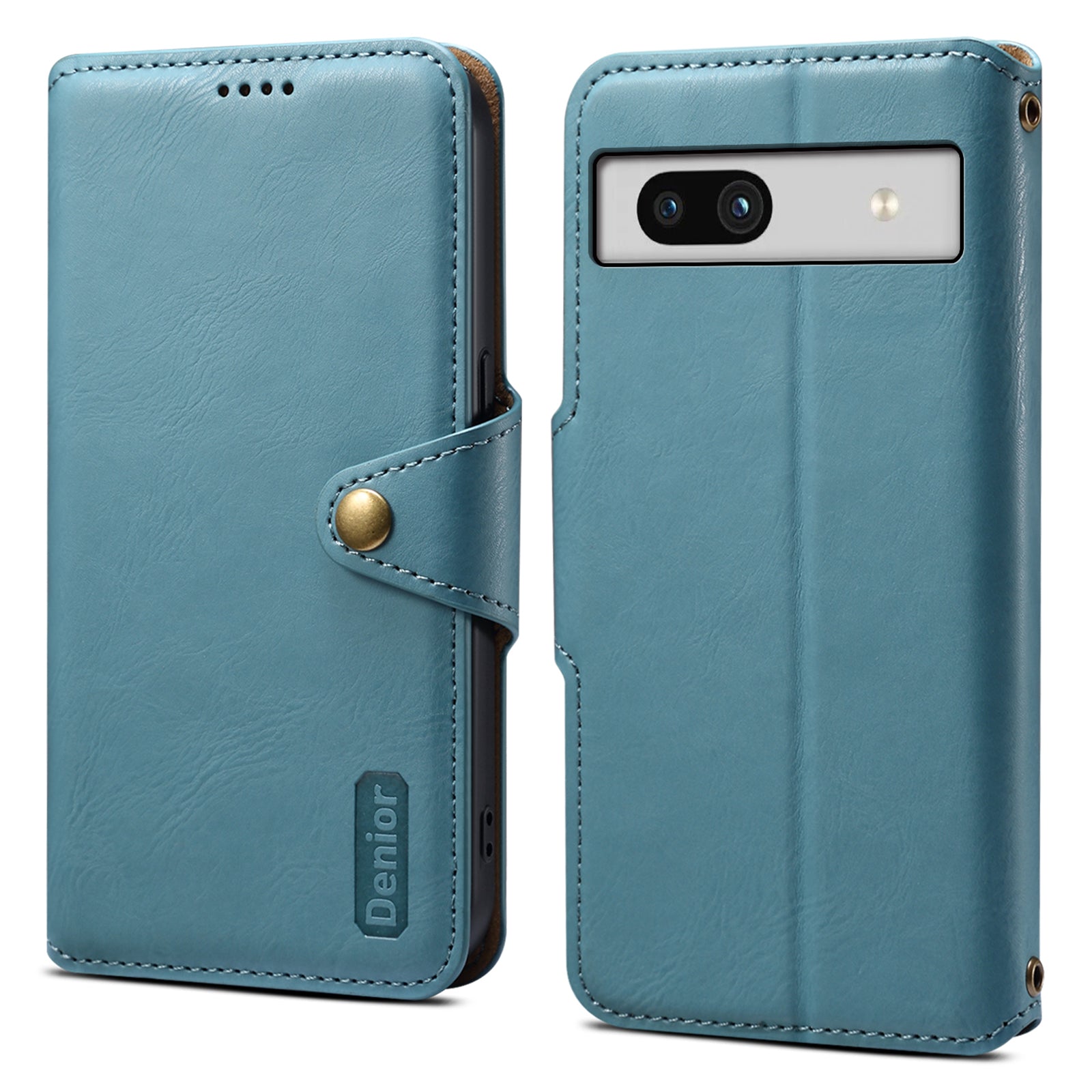 DENIOR For Google Pixel 7a Shockproof Case Cowhide Texture Stand Phone Cover