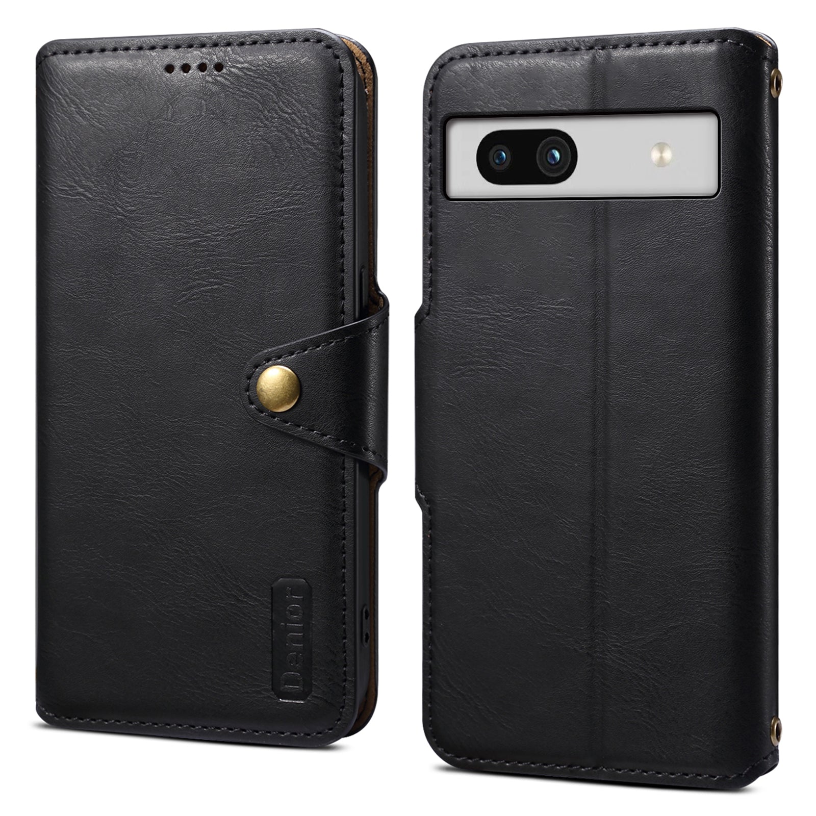 DENIOR For Google Pixel 7a Shockproof Case Cowhide Texture Stand Phone Cover