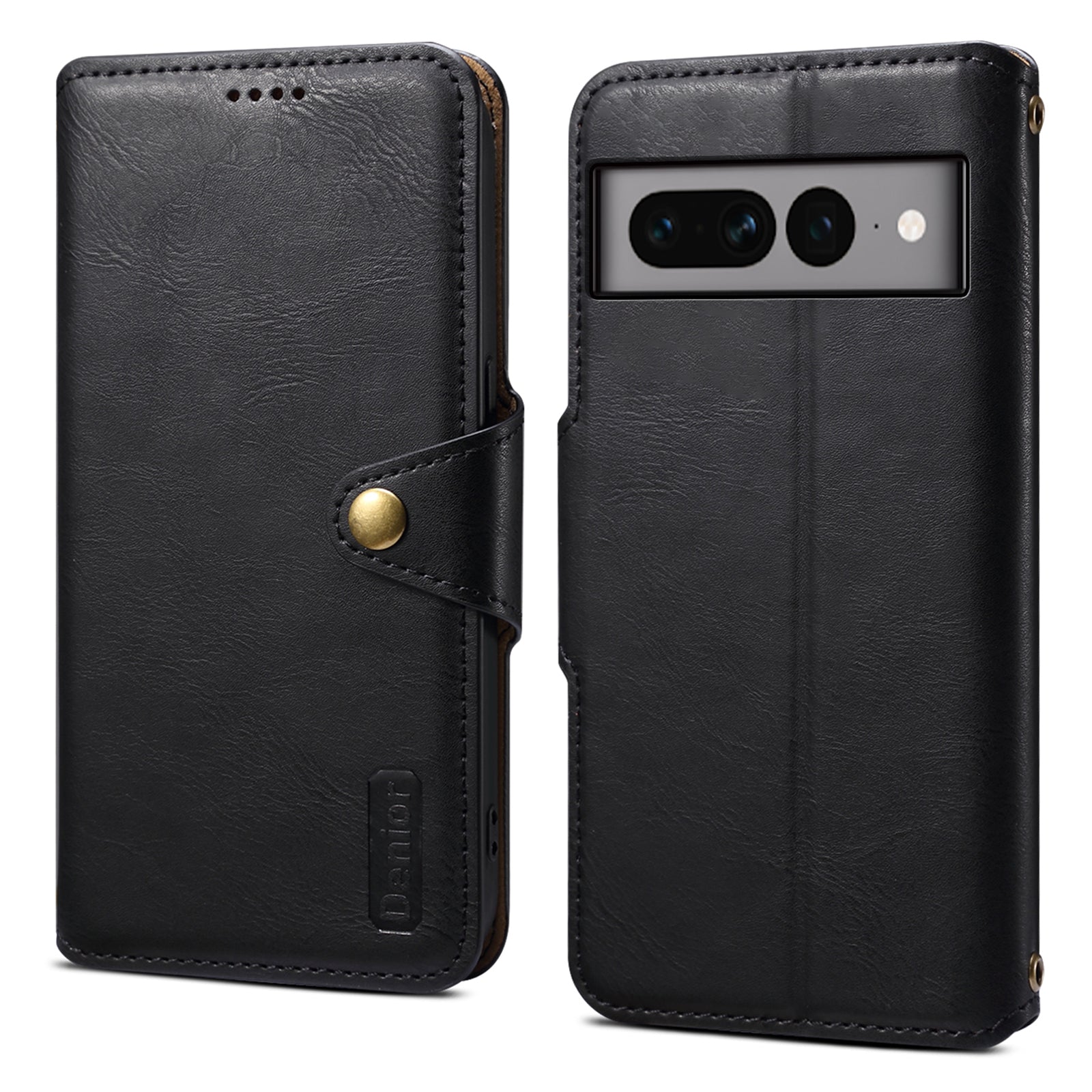 DENIOR For Google Pixel 7 Pro 5G Shockproof Case Cowhide Texture Leather Phone Cover