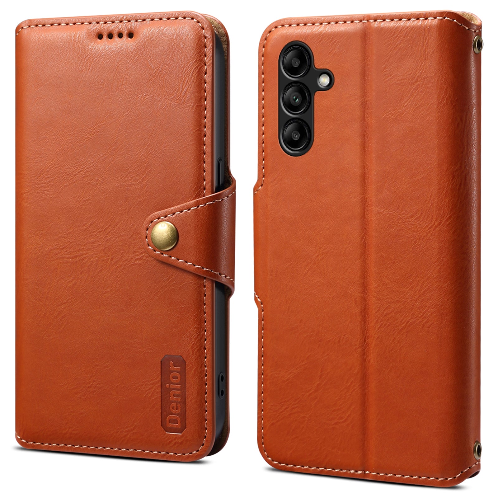 DENIOR For Samsung Galaxy A05s 4G Wallet Phone Case Cowhide Texture Leather Flip Cover
