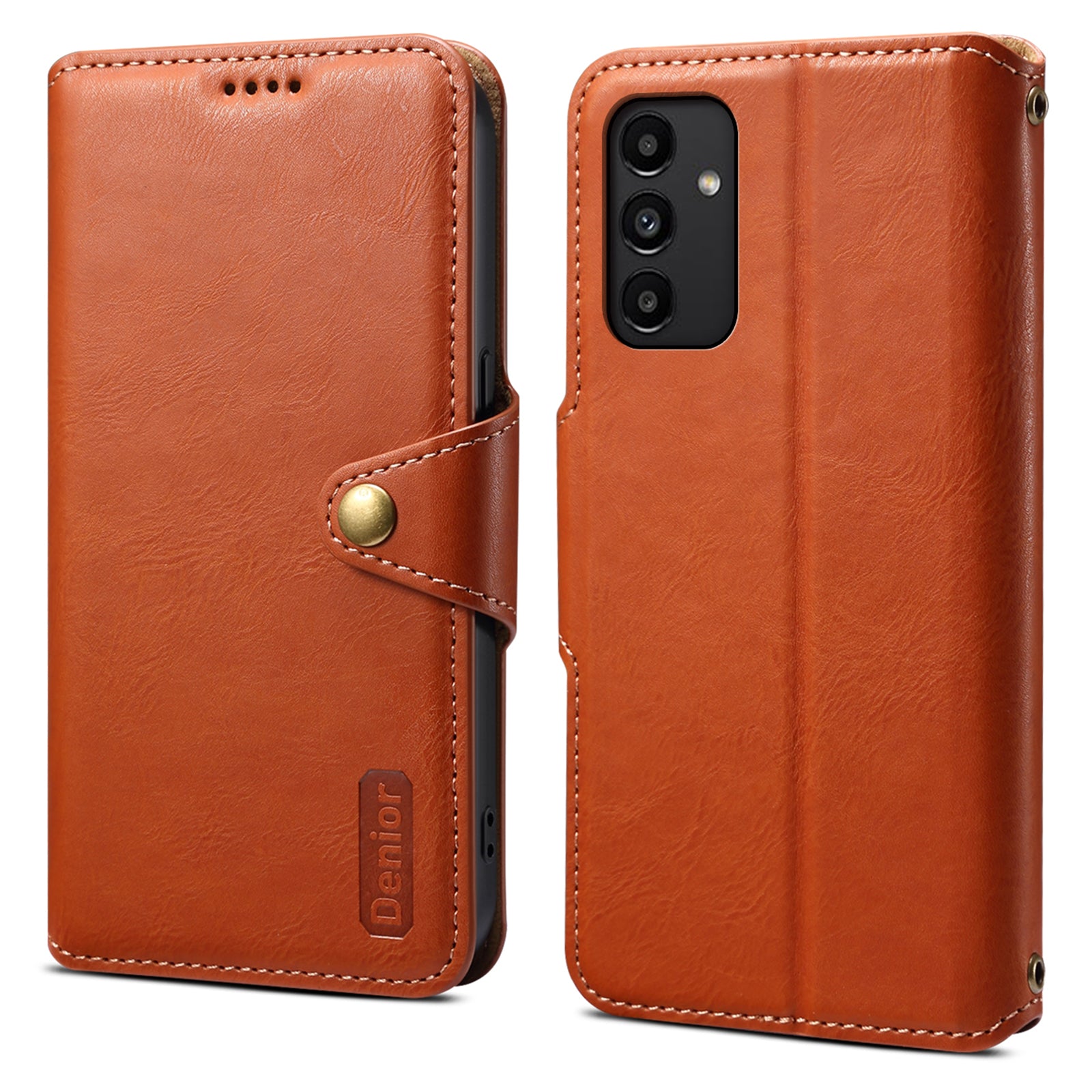 DENIOR For Samsung Galaxy A13 5G Case Cowhide Texture Stand Wallet Phone Cover
