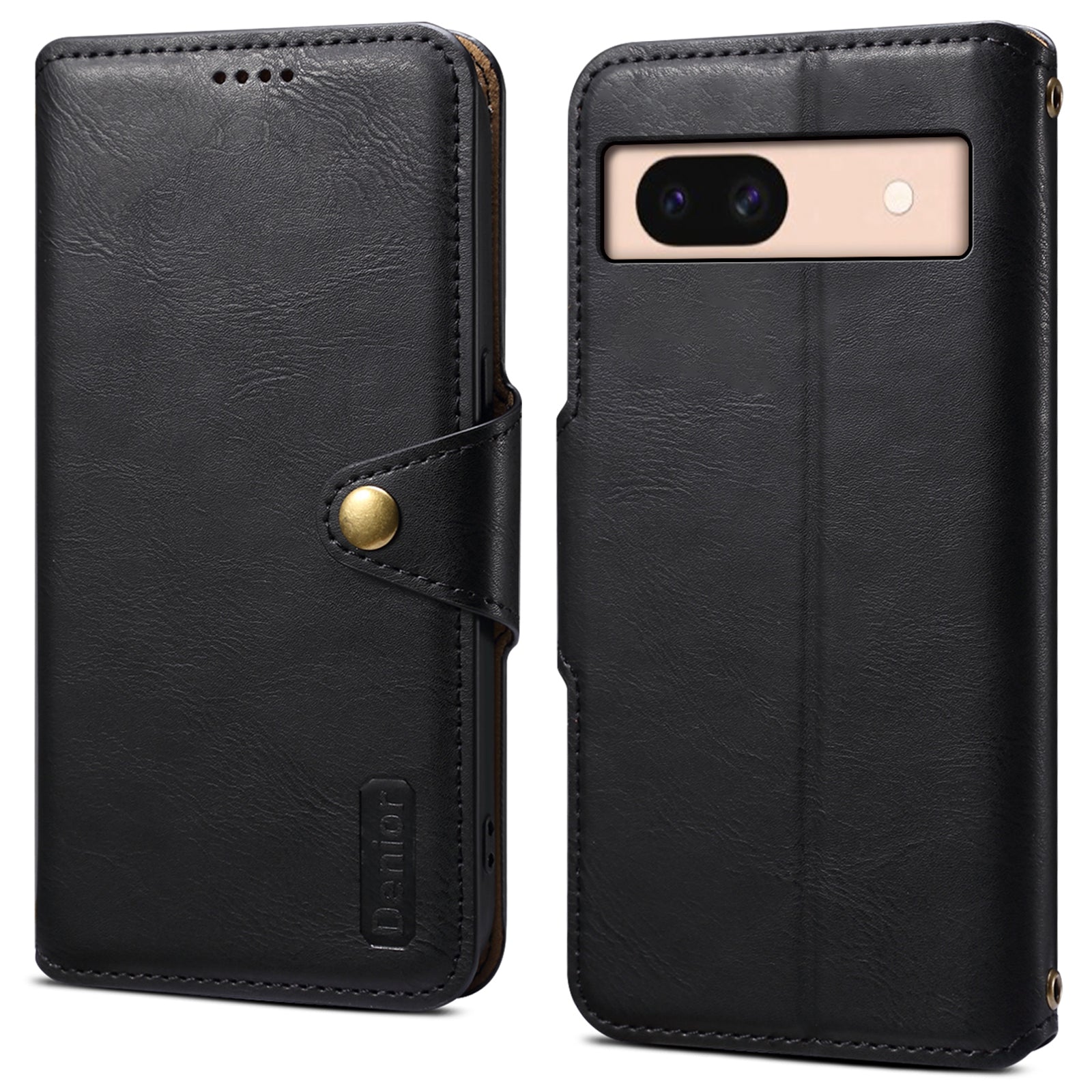 DENIOR For Google Pixel 8a Protective Case Cowhide Texture Leather Phone Cover