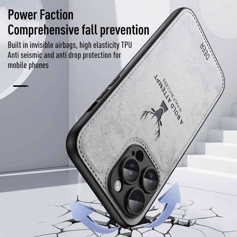 For iPhone 12 Pro Case Imprinted Deer Pattern PU Leather Coating Phone Back Cover