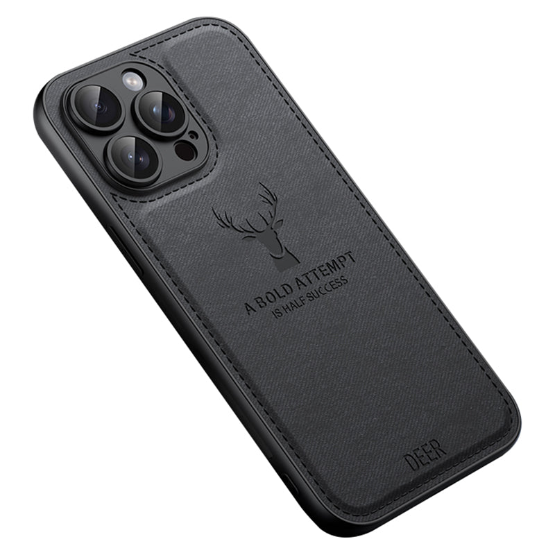 For iPhone 12 Pro Case Imprinted Deer Pattern PU Leather Coating Phone Back Cover