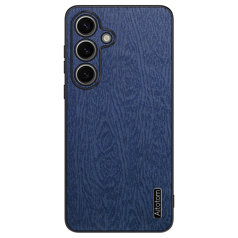 For Samsung Galaxy S23 FE Phone Case Leather+PC+TPU Cover Wood Texture