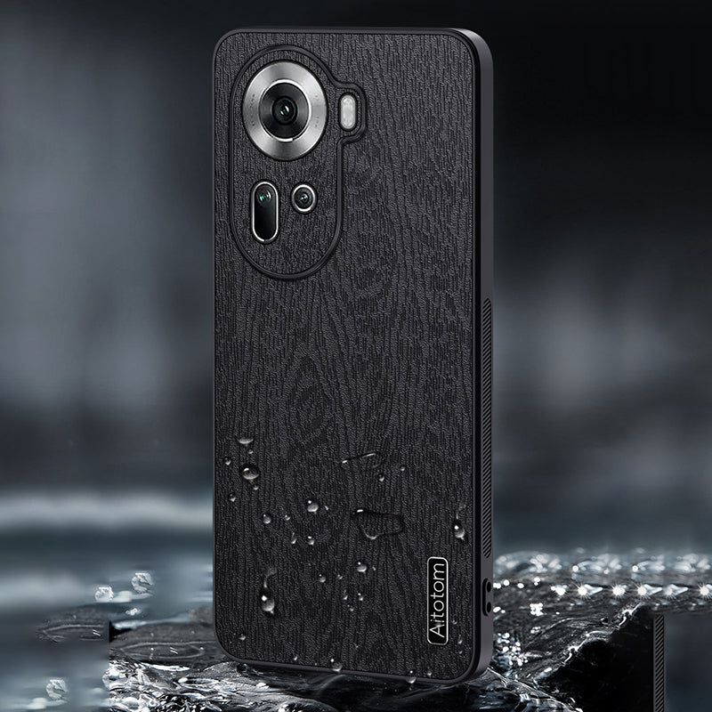 For Oppo Reno11 5G (Global) Case PU Leather+PC+TPU Phone Cover Wood Texture
