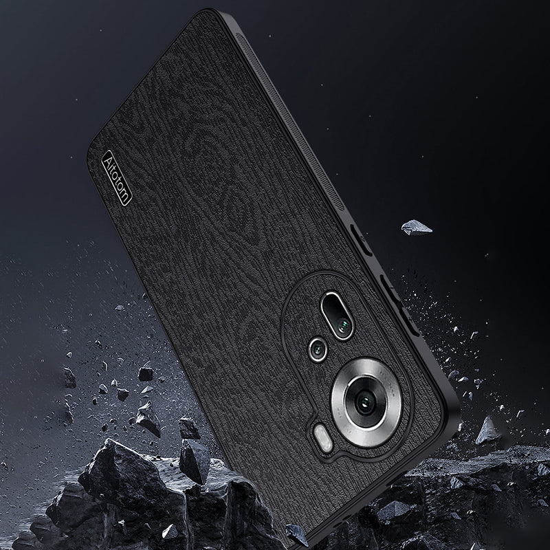 For Oppo Reno11 5G (Global) Case PU Leather+PC+TPU Phone Cover Wood Texture