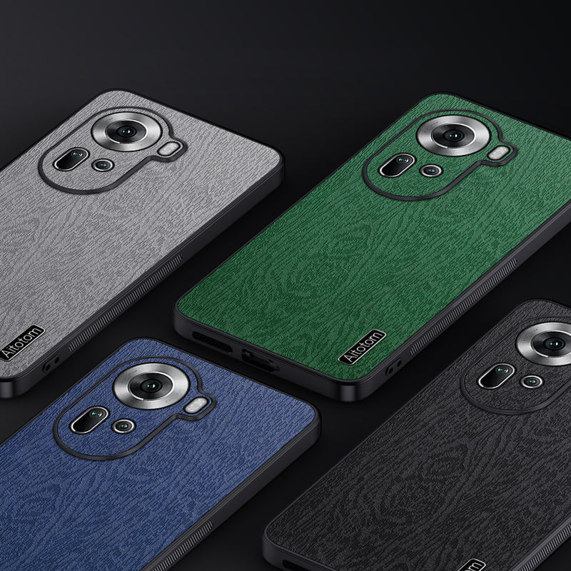 For Oppo Reno11 5G (Global) Case PU Leather+PC+TPU Phone Cover Wood Texture
