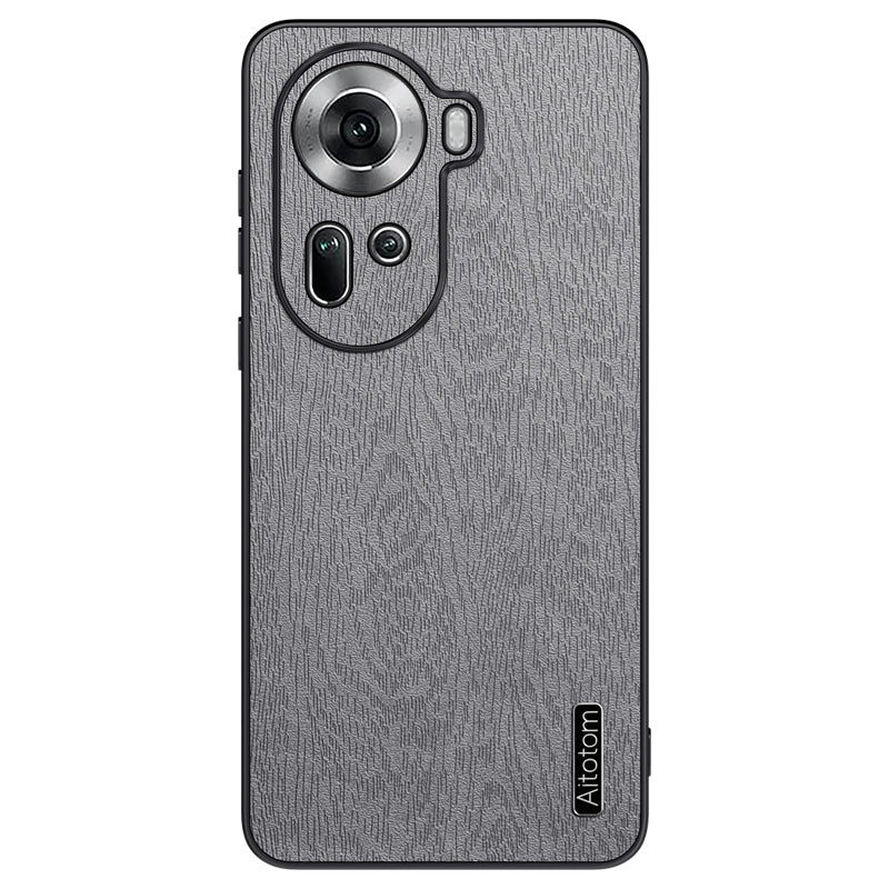 For Oppo Reno11 5G (Global) Case PU Leather+PC+TPU Phone Cover Wood Texture