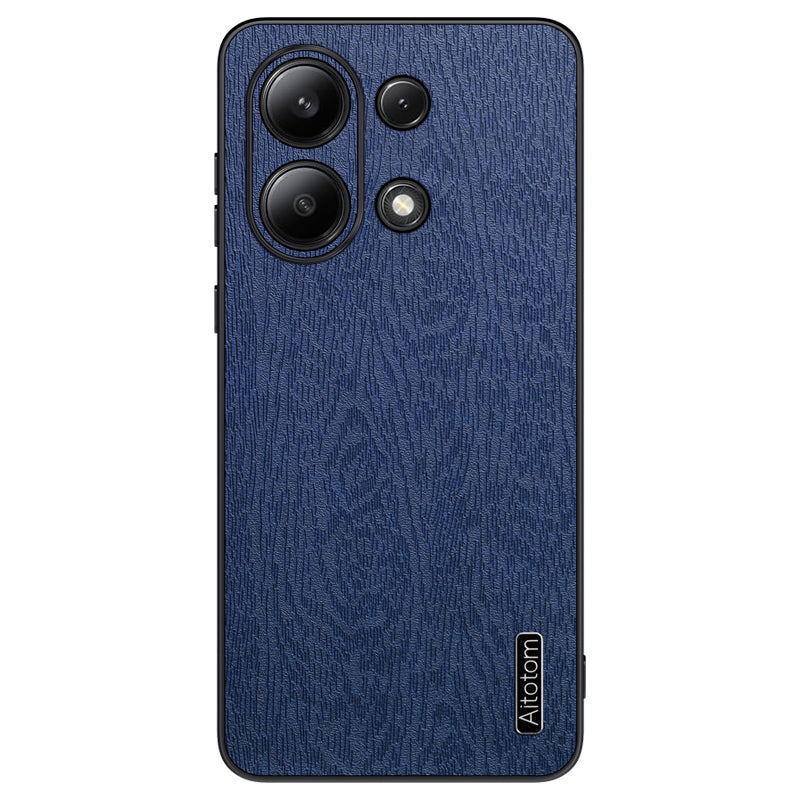 For Xiaomi Redmi Note 13 4G Case Wood Texture Leather Coated PC+TPU Phone Cover
