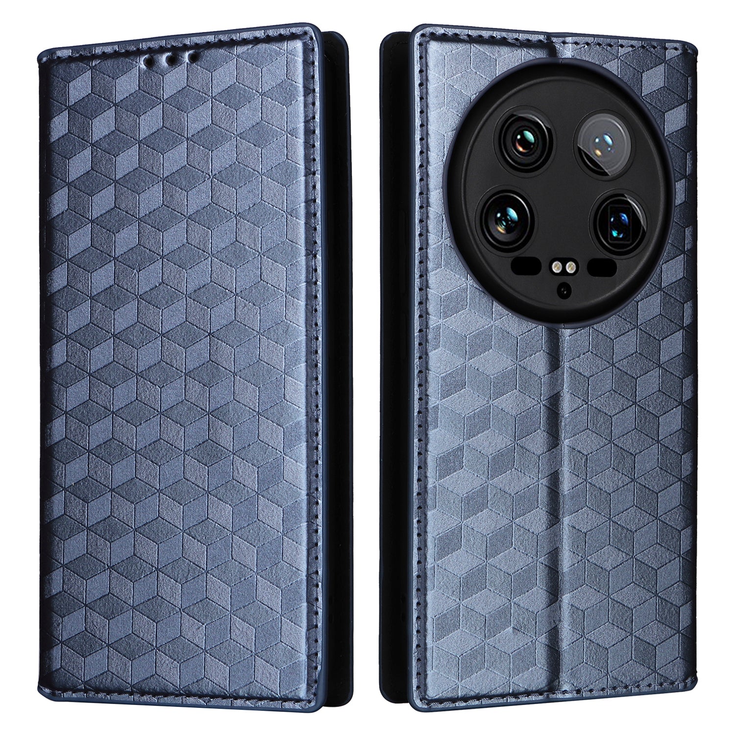 For Xiaomi 14 Ultra Leather Case Rhombus Imprinted Flip Stand Phone Protector