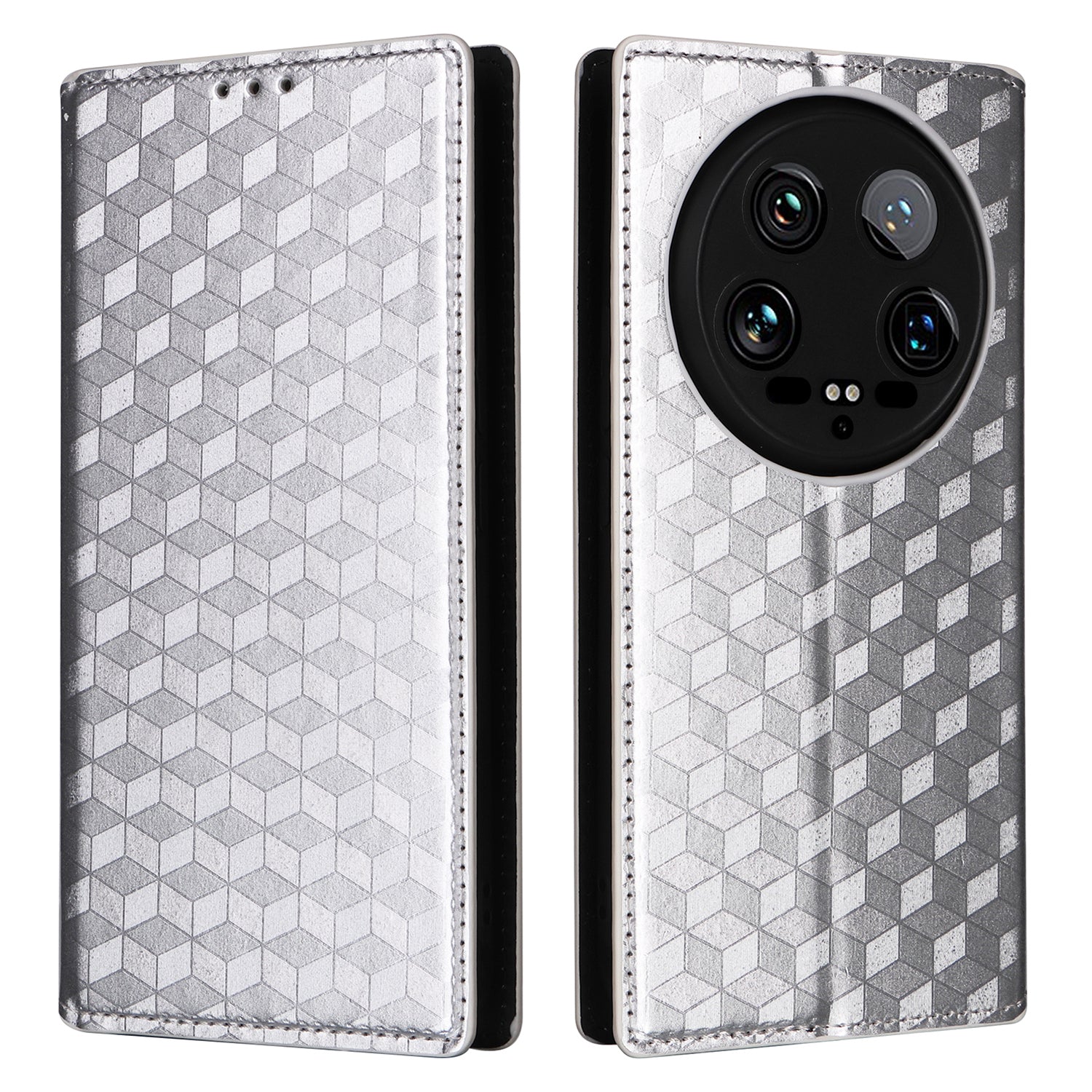 For Xiaomi 14 Ultra Leather Case Rhombus Imprinted Flip Stand Phone Protector