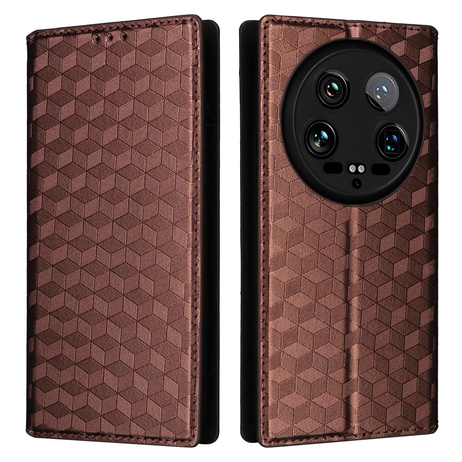 For Xiaomi 14 Ultra Leather Case Rhombus Imprinted Flip Stand Phone Protector