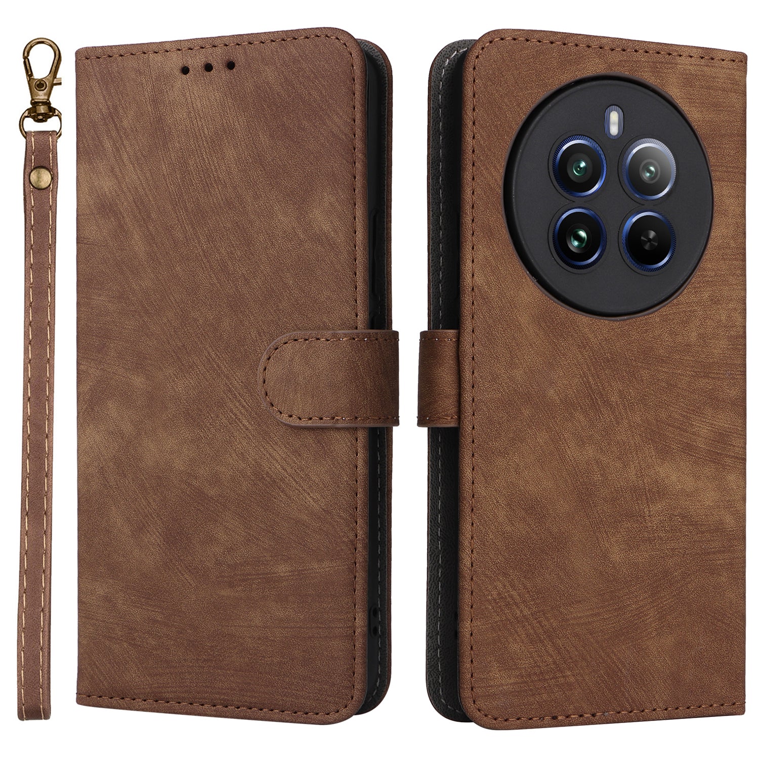 For Realme 12 Pro 5G / 12 Pro+ 5G Case RFID Blocking Leather Flip Phone Cover with Strap